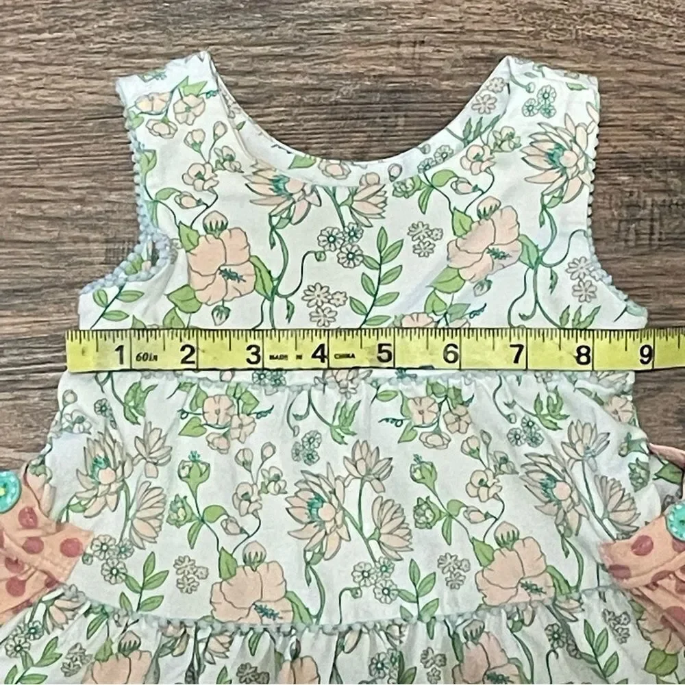 Matilda Jane Little Adventure Dress and Bloomer Diaper Cover Peach Green 6-12 mo